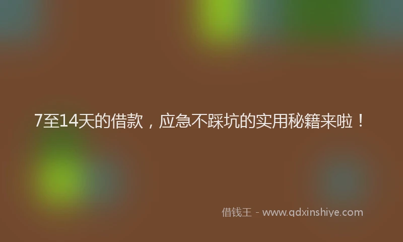 7至14天的借款，应急不踩坑的实用秘籍来啦！