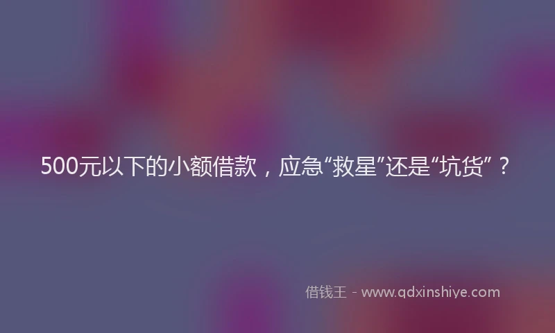 500元以下的小额借款，应急“救星”还是“坑货”？