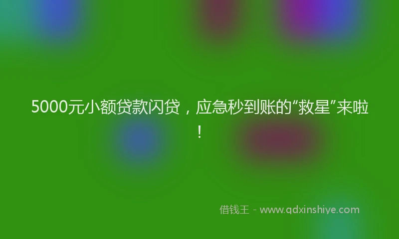 5000元小额贷款闪贷，应急秒到账的“救星”来啦！