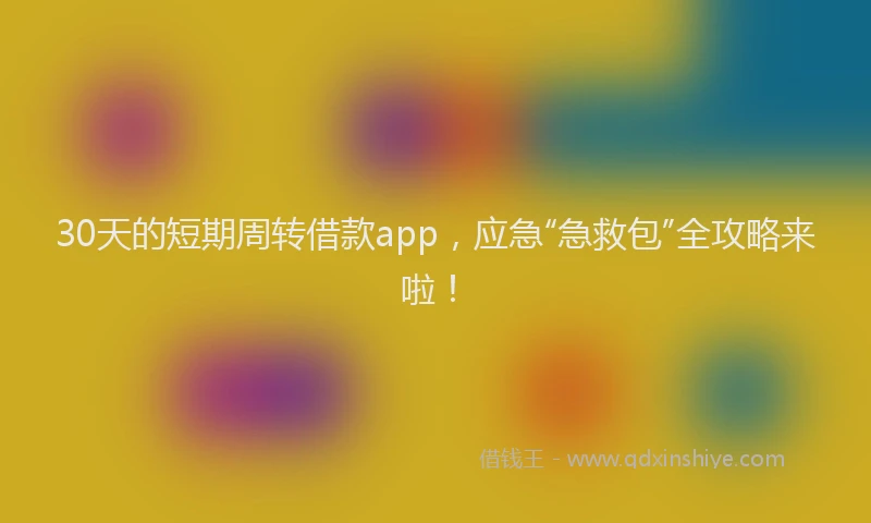 30天的短期周转借款app，应急“急救包”全攻略来啦！