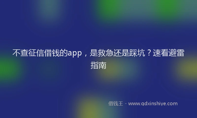 不查征信借钱的app，是救急还是踩坑？速看避雷指南