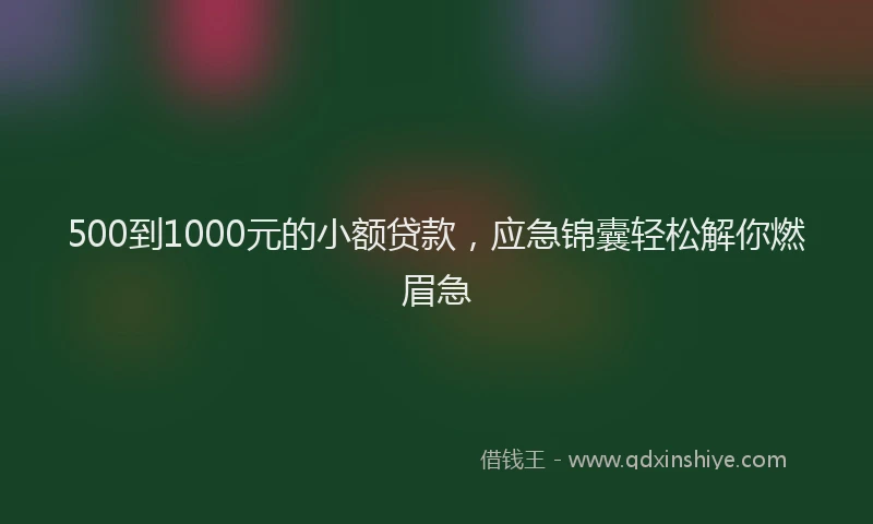 500到1000元的小额贷款，应急锦囊轻松解你燃眉急