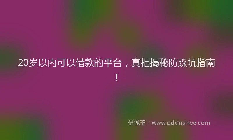 20岁以内可以借款的平台，真相揭秘防踩坑指南！