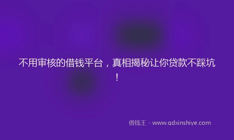 不用审核的借钱平台，真相揭秘让你贷款不踩坑！