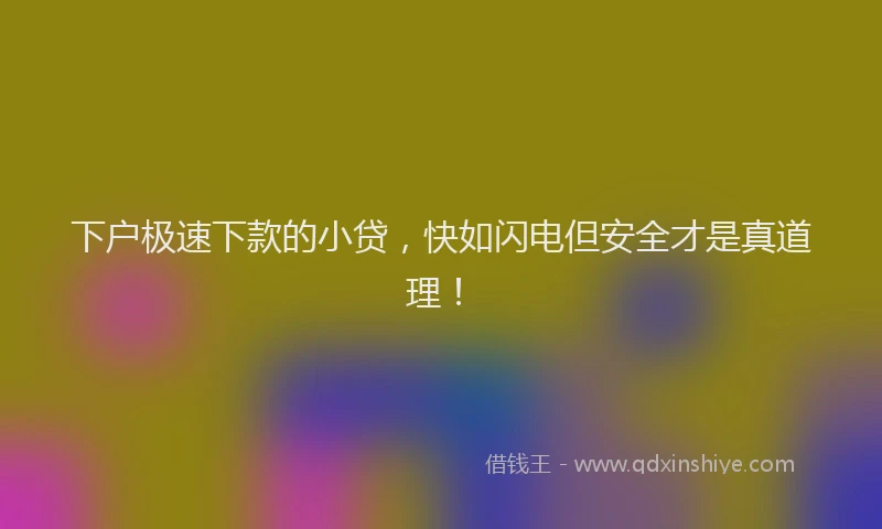 下户极速下款的小贷，快如闪电但安全才是真道理！