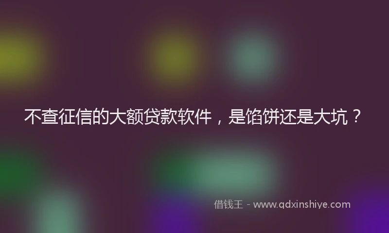 不查征信的大额贷款软件，是馅饼还是大坑？