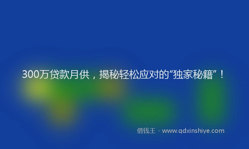 300万贷款月供，揭秘轻松应对的“独家秘籍”！