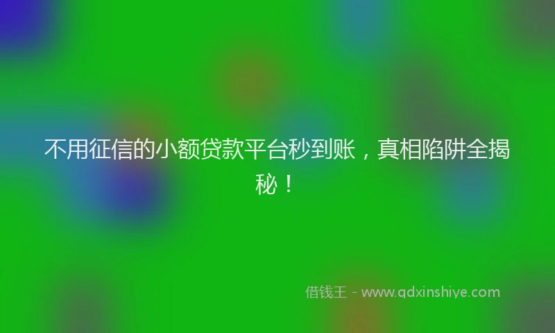 不用征信的小额贷款平台秒到账，真相陷阱全揭秘！