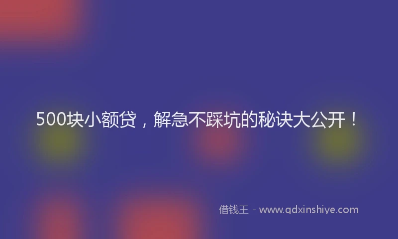 500块小额贷，解急不踩坑的秘诀大公开！