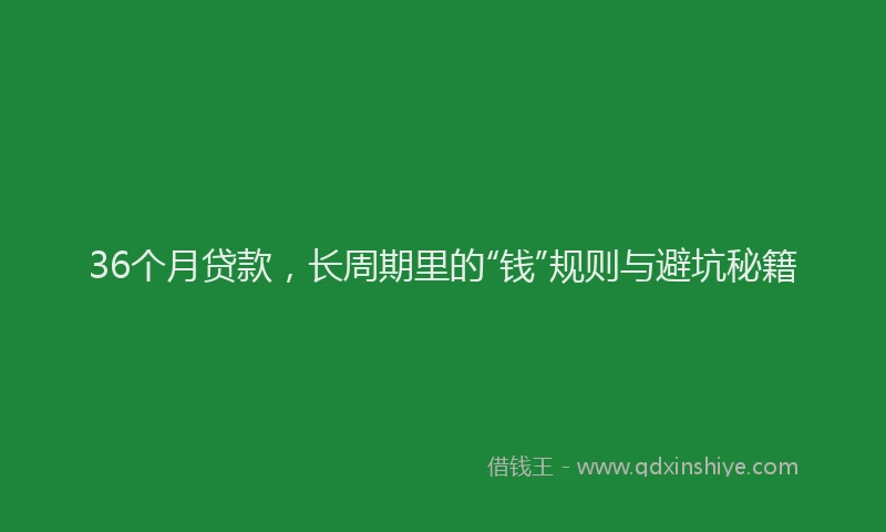36个月贷款，长周期里的“钱”规则与避坑秘籍
