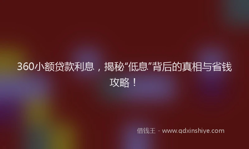 360小额贷款利息，揭秘“低息”背后的真相与省钱攻略！