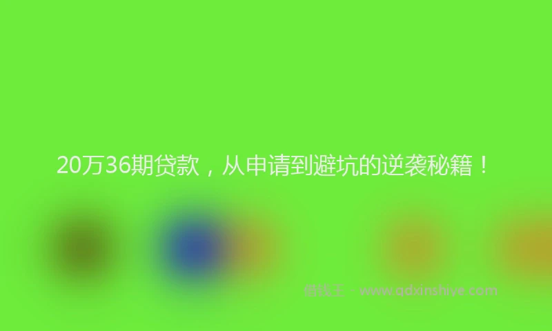 20万36期贷款，从申请到避坑的逆袭秘籍！