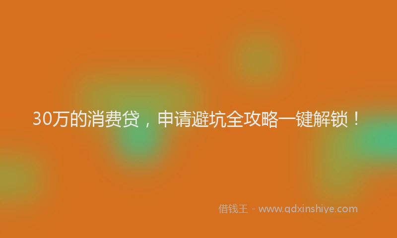 30万的消费贷，申请避坑全攻略一键解锁！