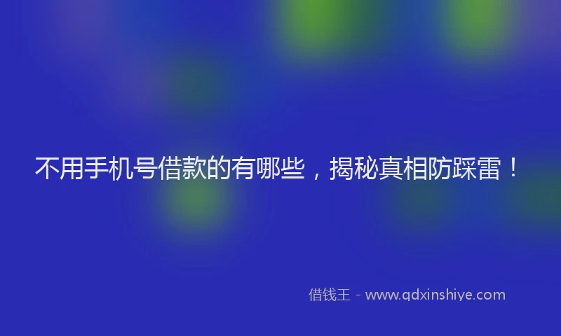 不用手机号借款的有哪些，揭秘真相防踩雷！