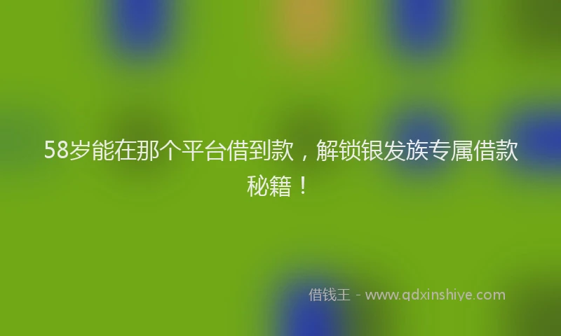 58岁能在那个平台借到款，解锁银发族专属借款秘籍！