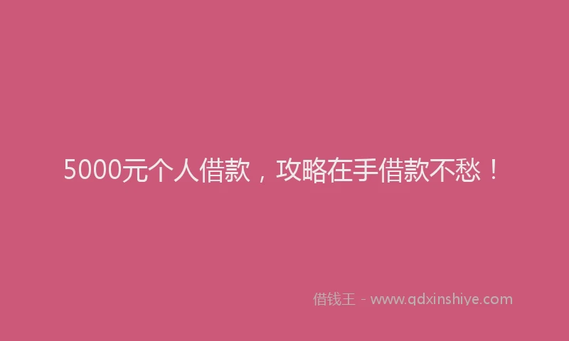 5000元个人借款，攻略在手借款不愁！