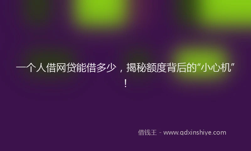 一个人借网贷能借多少，揭秘额度背后的“小心机”！