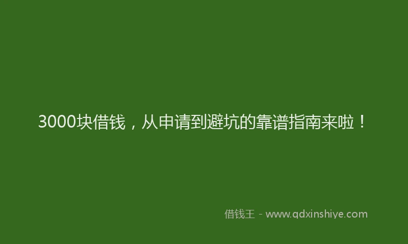 3000块借钱，从申请到避坑的靠谱指南来啦！