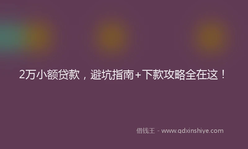 2万小额贷款，避坑指南+下款攻略全在这！