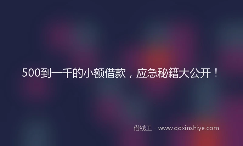 500到一千的小额借款，应急秘籍大公开！