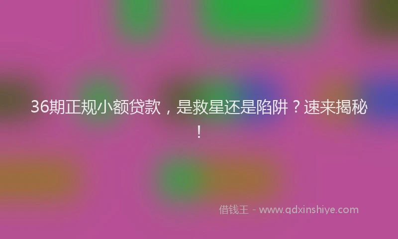 36期正规小额贷款，是救星还是陷阱？速来揭秘！