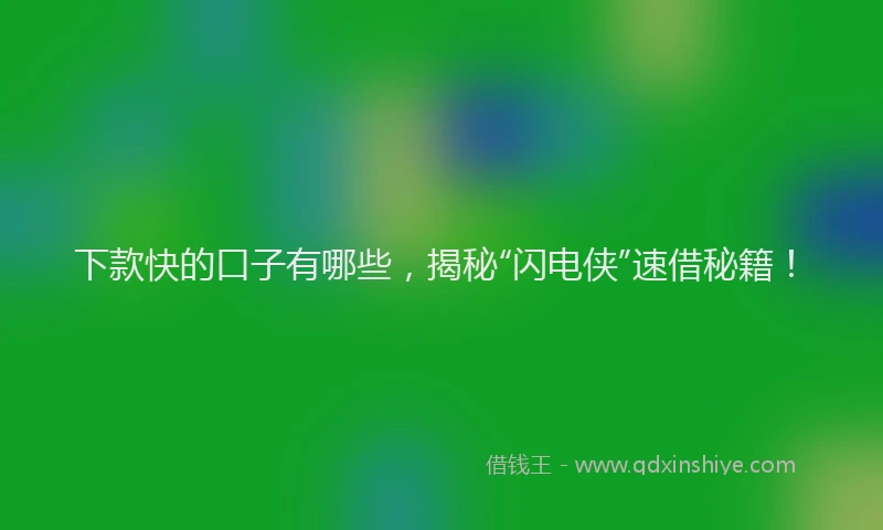 下款快的口子有哪些，揭秘“闪电侠”速借秘籍！