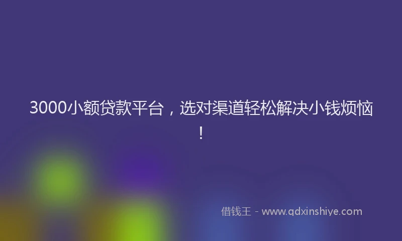 3000小额贷款平台，选对渠道轻松解决小钱烦恼！