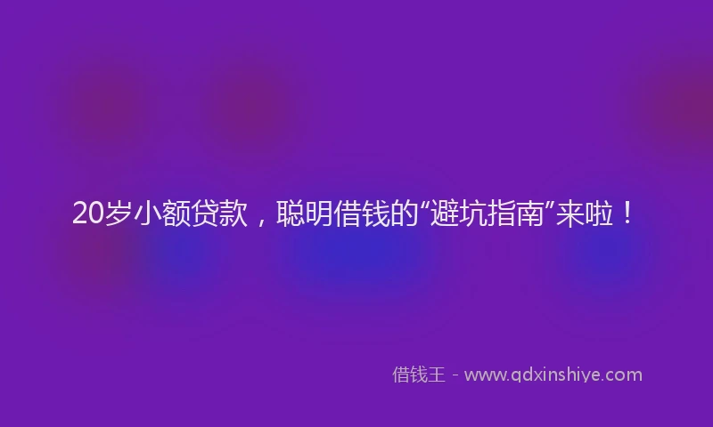 20岁小额贷款，聪明借钱的“避坑指南”来啦！