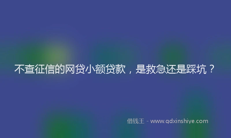 不查征信的网贷小额贷款，是救急还是踩坑？