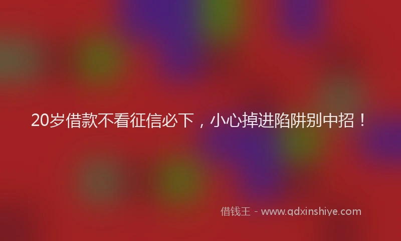 20岁借款不看征信必下，小心掉进陷阱别中招！