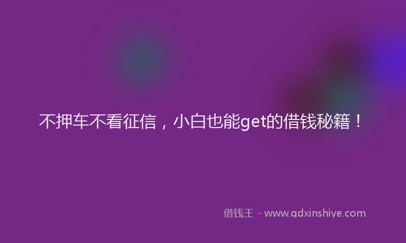 不押车不看征信，小白也能get的借钱秘籍！