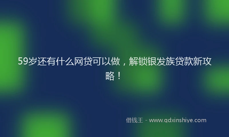 59岁还有什么网贷可以做，解锁银发族贷款新攻略！