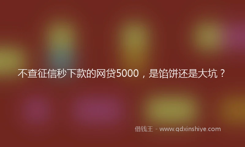 不查征信秒下款的网贷5000，是馅饼还是大坑？