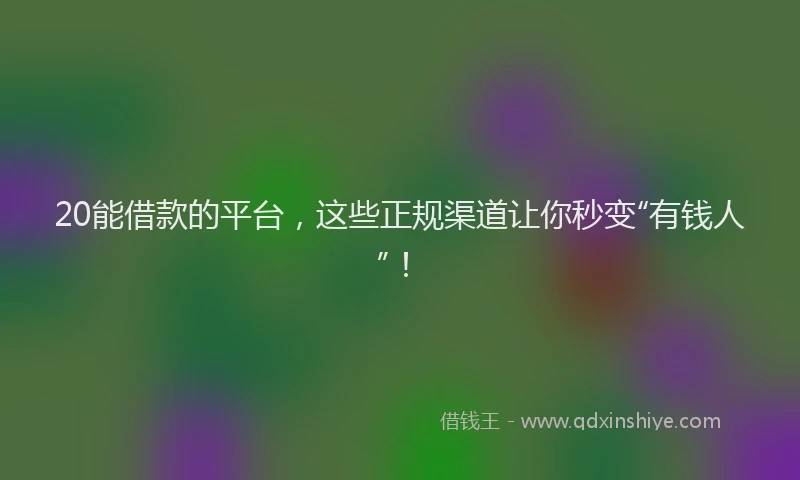 20能借款的平台，这些正规渠道让你秒变“有钱人”！