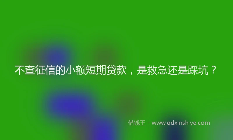 不查征信的小额短期贷款，是救急还是踩坑？