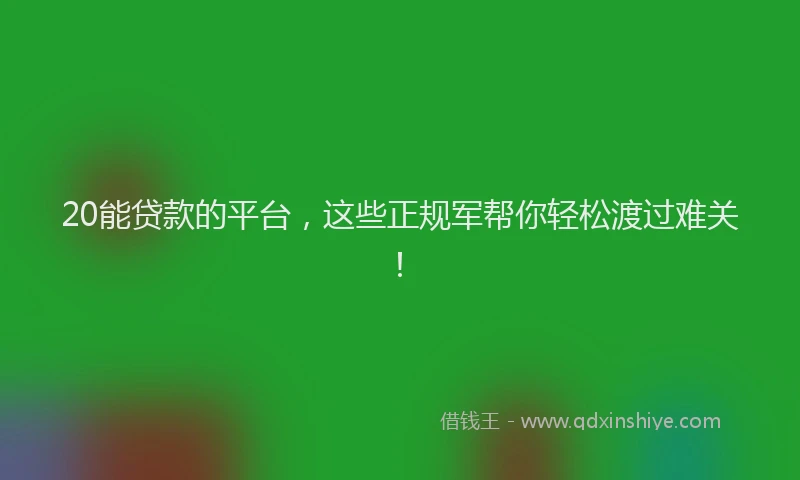 20能贷款的平台，这些正规军帮你轻松渡过难关！