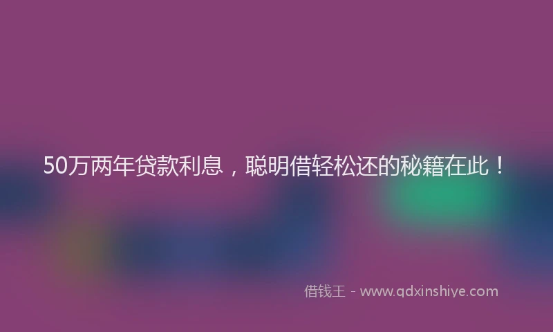 50万两年贷款利息，聪明借轻松还的秘籍在此！