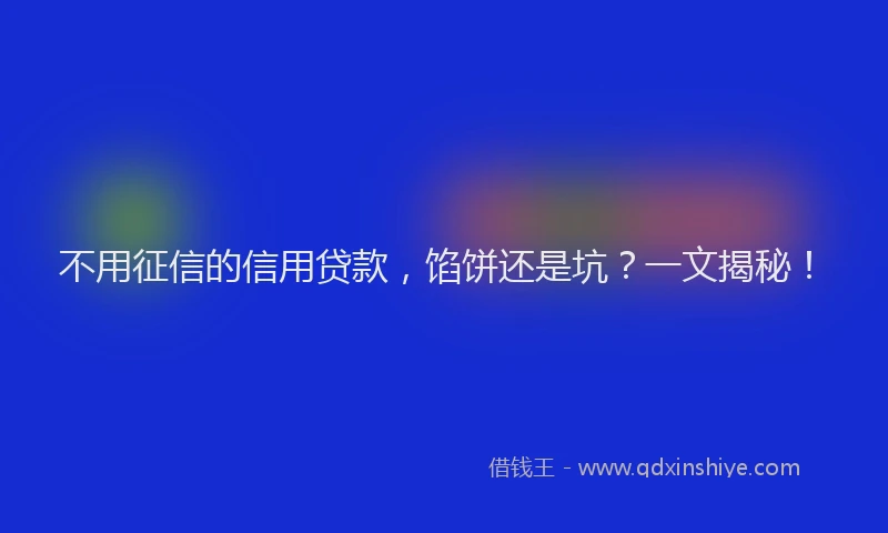 不用征信的信用贷款，馅饼还是坑？一文揭秘！