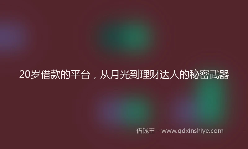 20岁借款的平台，从月光到理财达人的秘密武器