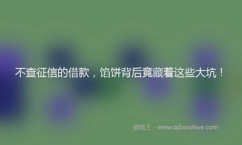 不查征信的借款，馅饼背后竟藏着这些大坑！
