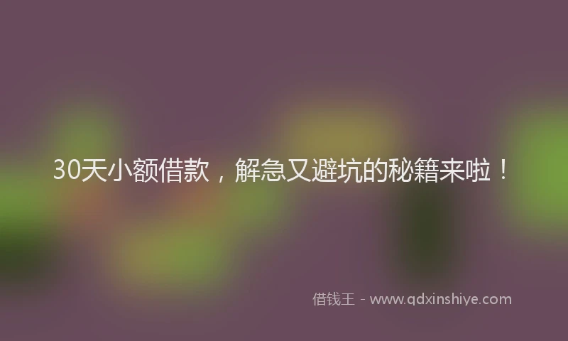 30天小额借款，解急又避坑的秘籍来啦！