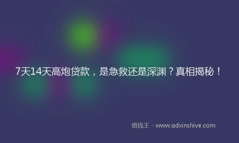 7天14天高炮贷款，是急救还是深渊？真相揭秘！