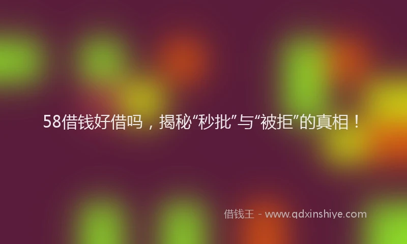 58借钱好借吗,揭秘“秒批”与“被拒”的真相!