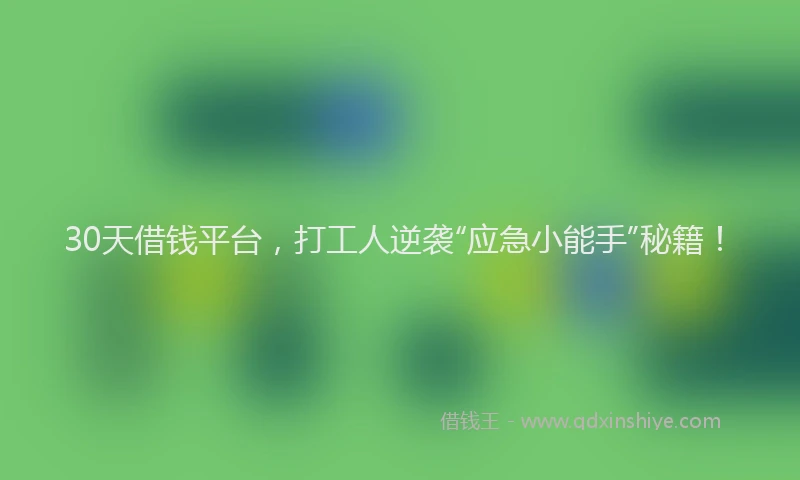 30天借钱平台，打工人逆袭“应急小能手”秘籍！