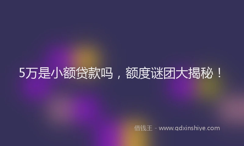 5万是小额贷款吗，额度谜团大揭秘！