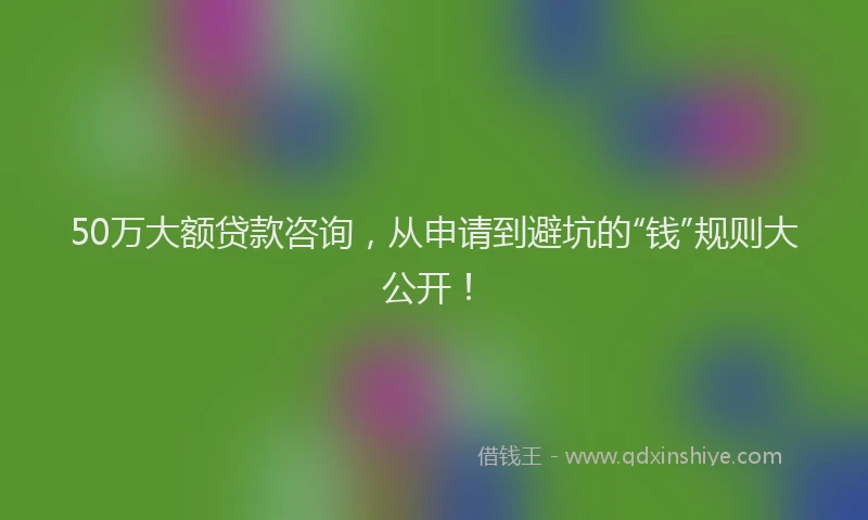 50万大额贷款咨询，从申请到避坑的“钱”规则大公开！