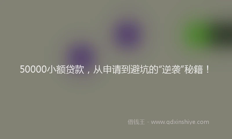 50000小额贷款,从申请到避坑的“逆袭”秘籍!