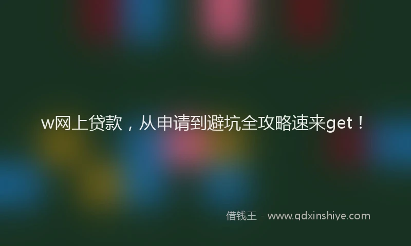 w网上贷款，从申请到避坑全攻略速来get！