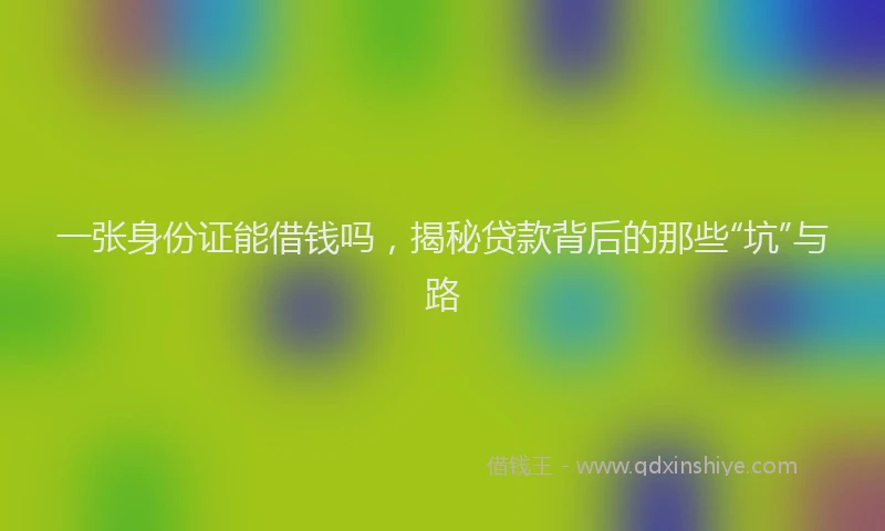 一张身份证能借钱吗，揭秘贷款背后的那些“坑”与路