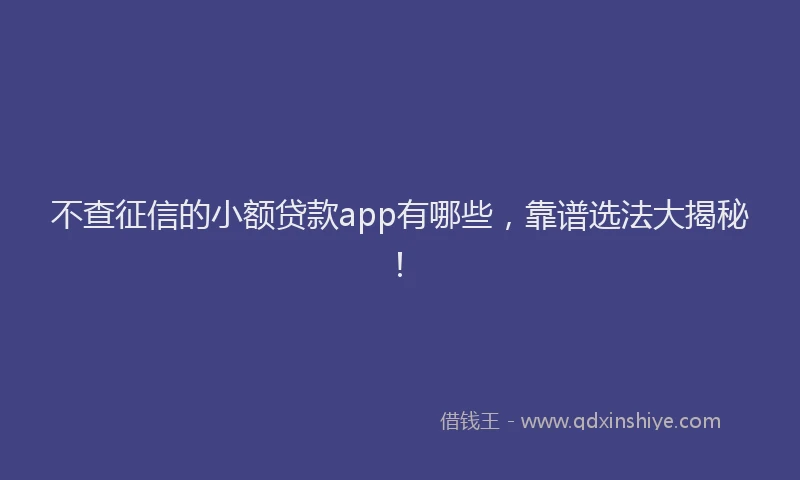不查征信的小额贷款app有哪些，靠谱选法大揭秘！